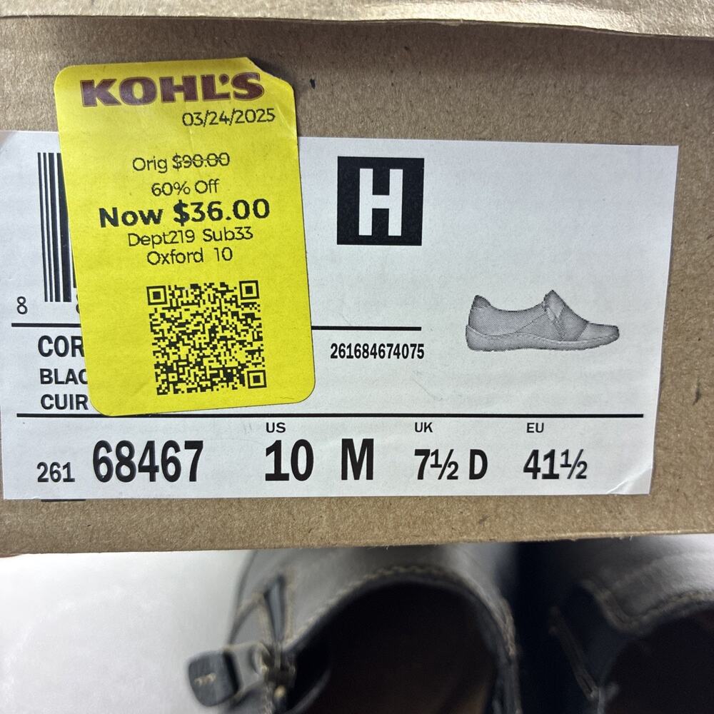 New Clarks Womens Leather Slip-On Comfort Shoes Size 10 Black - Picture 6 of 6